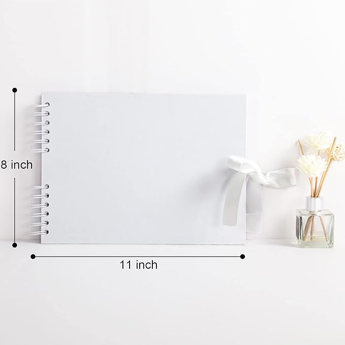 Vienrose Scrapbook Album 80 Pages, DIY Photo Album with Accessories, White Kraft Paper Memory Book for Wedding, Birthday, Travel, Christmas, Mother’s Day, 11x8 Inches