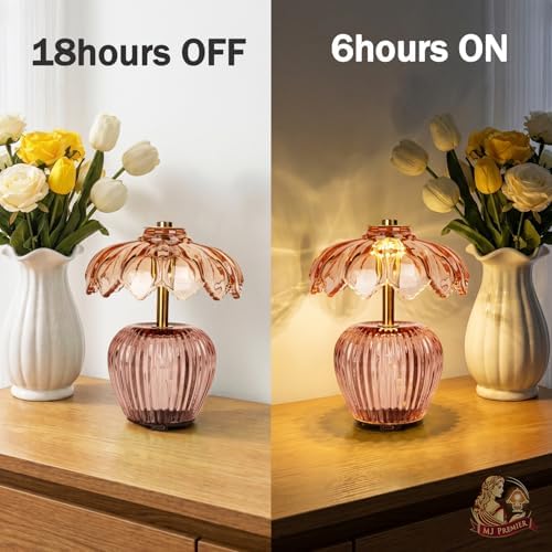 MJ PREMIER Rechargeable Table Lamp, Small Cordless Lamp with Timer, Pink - Image 4