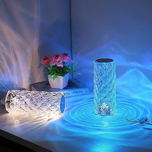 Portable Crystal Table Lamp,16 Color Touch Control Rechargeable Lamp,Crystal Bedside Lamp,Night Light,Room Decor Desk Lamp,Bedroom,Living Room,Kitchen,Dining Room Lamp(Blue) - Image 6