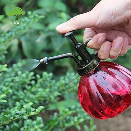Flower Water Spray Bottle Can Pot Plant Mister | Vintage Pumpkin Style Decorative Glass Plant Atomizer Watering Can Pot with Pump for Terrariums Flowers Potted Plants (Red) - Image 3