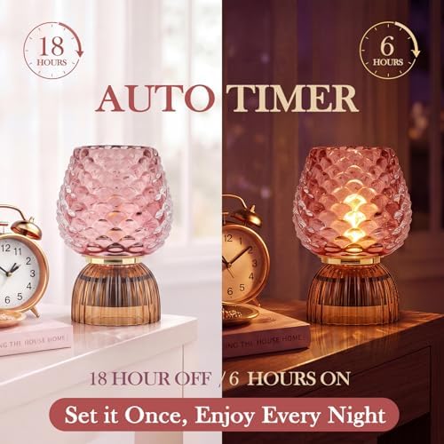 Small Battery Operated Lamp with Timer, Pinecone, Pink - Image 4