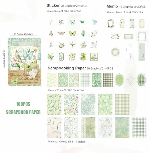Doraking 100pcs Vintage Floral Scrapbook Paper Journaling Stickers Assorted Set, Material Paper Memo Junk Journal Supplies for Bullet Journaling Retro Crafts Planner Collage Card Album - Image 2