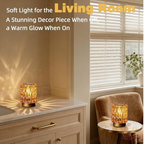 Battery Operated Table Lamp Timer, Small Cordless Lamps Decorative, 2 Amber - Image 6