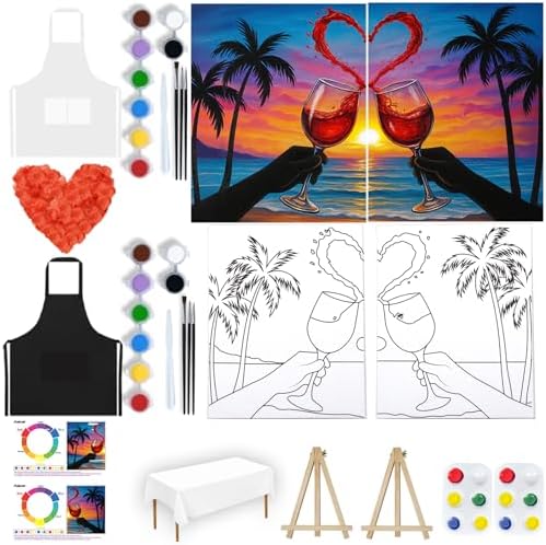 PAILIM Sip and Paint kit for Adults Seaside Pre Drawn Canvas Party Kits by PAILIM