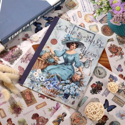 Auguro Vintage Scrapbook Stickers Book 24 Sheets 480 Pre-Cut People Stickers for Scrapbooking Washi Sticker Journal Sticker for Adults Junk Journal Supplies - Image 2