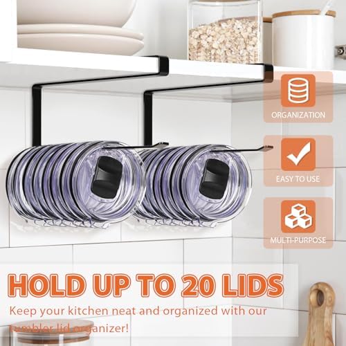 2 Pack Tumbler Lid Organizer, Versatile Tumbler Storage Holds 20 Lids Black - Image 2