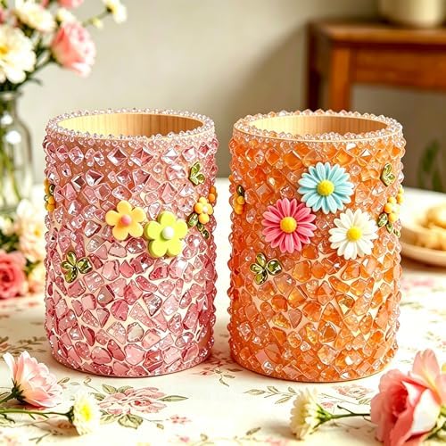 2-Pack 4 Inch Unfinished Round Wooden Cup Wood Pen Pencil Holder for DIY Crafts Makeup Brushes Home Office Supplies and Desk Organizer - Image 5