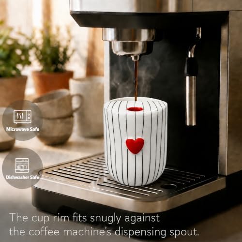 Ceramic Coffee Mug with Sip Hole, 12oz Striped Coffee Cup - Image 3