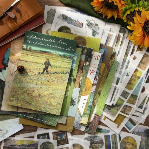 Aesthetic Oil Painting Sticker Book, 500+ Vintage Scrapbook Stickers for Adults and 20 A5 Scrapbook Papers, Ephemera Sticker Book for Junk Journal Supplies, Washi Stickers for Journalingg Scrapbooking - Image 2