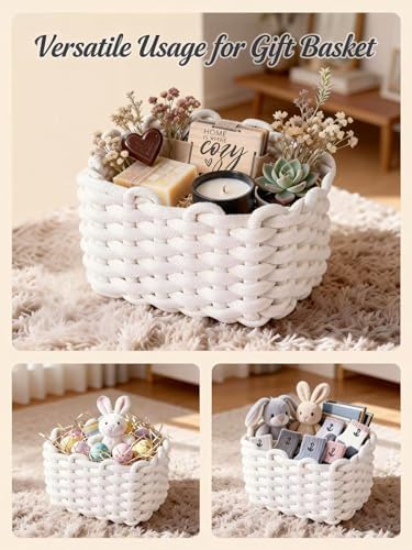 Small Woven Square Basket for Storage & Organizing, Cute Mini Cotton Rope Empty Gift Basket for Mother's Day Bedside Caddy Shelves Bathroom Dresser, Minimalist Chic Design for Nursery, Bedroom, Office - Image 5