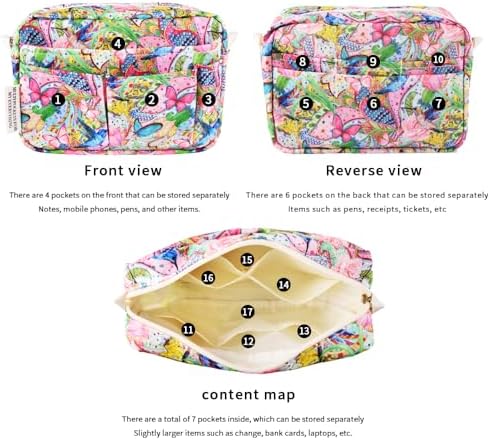 Multiple Pockets Portfolio Organizer with Zipper,Makeup Bag Pencil Pouch - Image 4