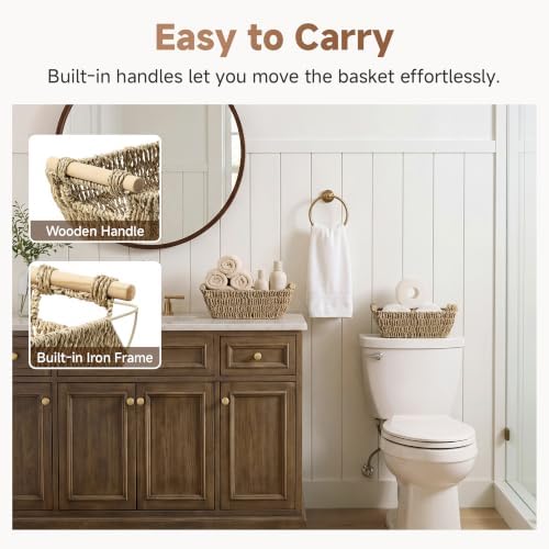 StorageWorks Small Baskets for Shelf, Seagrass Woven Basket for Gifts - Image 4