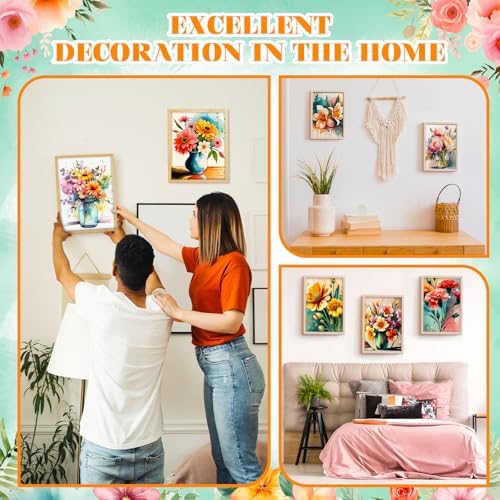 Humyoun 8 Sets 8" x 10" Flower Pre Drawn Canvas to Paint for Sip and Paint Party Floral Predrawn Coloring Set Pre Sketched Canvas Boards with Paints and Brushes for Adult - Image 5