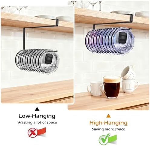4Pack Tumbler Lid Organizer, Under Cabinet Cup Lid Holder, Black - Image 5