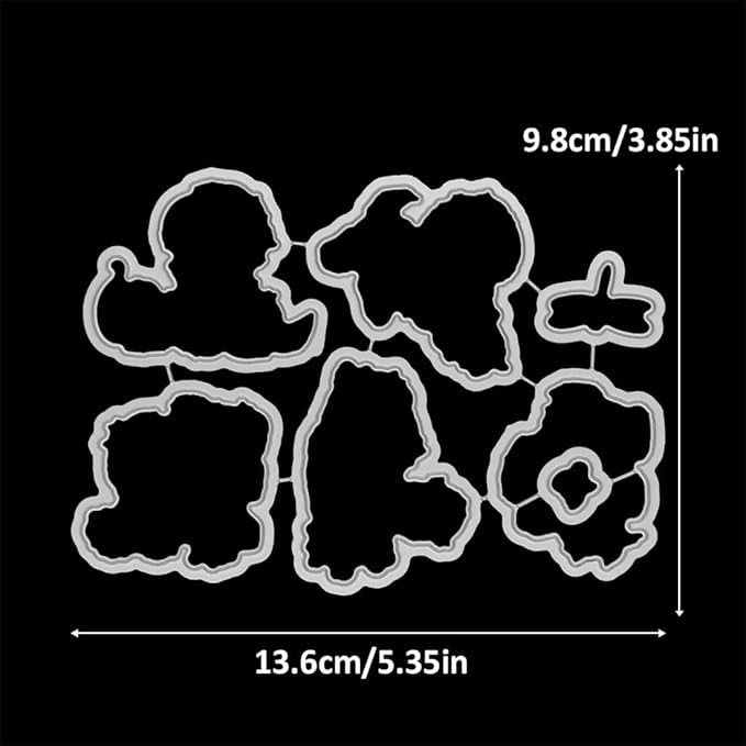 Playing Dog Flowers Stamps and Cutting Dies for Card Making DIY Transparent Silicone Clear Stamp and Metal Die Cuts Sets for Scrapbooking Paper Greeting Cards Decor Seals Craft Supplies