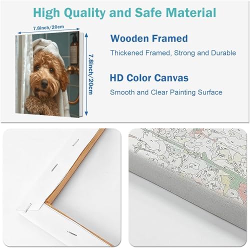 Fotasmua 4 Pack Dog Paint by Numbers Kit for Adults with Frame, Funny Bathroom Dog Paint by Number for Beginners, Easy Acrylic Adult Paint by Number Kits for Home Wall Decor 8x8 Inch - Image 5
