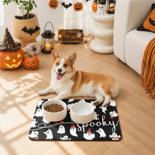 Findosom Ghost Halloween Dish Drying Mat, 12" x 20" Absorbent Coffee Mat - Image 6