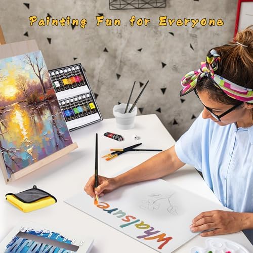 Paint Set for Kids & Adults with 18 Acrylic Paints,Canvas & Easel - Image 3