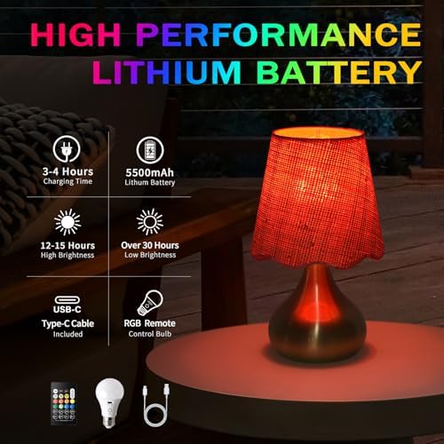 Ziqqeelam Cordless Table Lamp Rechargeable, Good Mini Table Lamp for Nightstand, Battery Operated Small Table Lamp for Small Spaces for Kitchen Counter, Bookshelf, Bedside, Bedroom, Living Room - Image 4