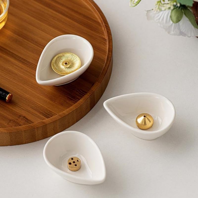 Incense Holder Modern Minimalist Circular Incense Stick Burner for Cones or Sticks for Yoga & Meditation, Enhance Atmosphere,Ceramic Ash Catcher Five-Hole - Image 3