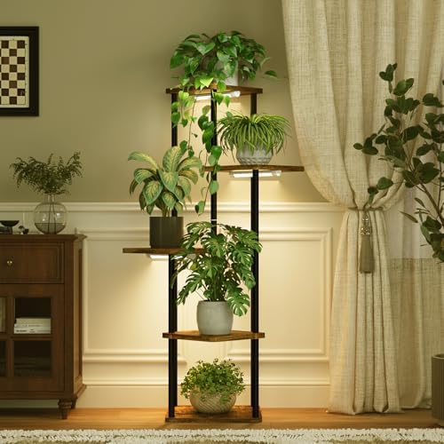 Bamworld Plant Stand Indoor with Grow Light 5 Tier Corner Plant Shelf by Bamworld