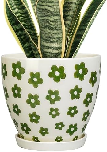 MPotTo 8.2 Inch Plant Pot - Ceramic Flower Pot, Petal White by MPotTo
