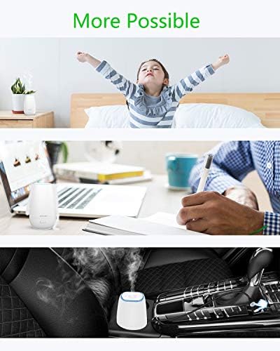 Car Diffuser 2nd Gen, Upgraded Ultrasonic Aromatherapy Oil Diffuser w/Auto Shut-Off & Adjustable Mist Modes, with Built-in USB Cable,Mini Humidifier for Car, Office, Nursery & Travel – White - Image 5