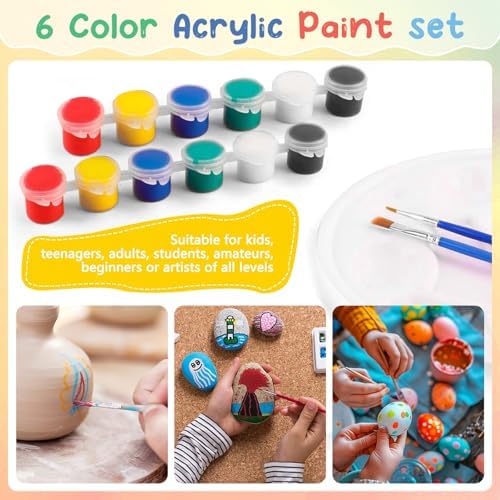 16 Pack 4x6 Inch Acrylic Paint Set - Mini Canvas and Easel Kit for Painting, Tabletop Craft Supplies with Brushes & Palettes, Complete Art Set for Kids & Adults, Classroom, Party Favors & Display - Image 5