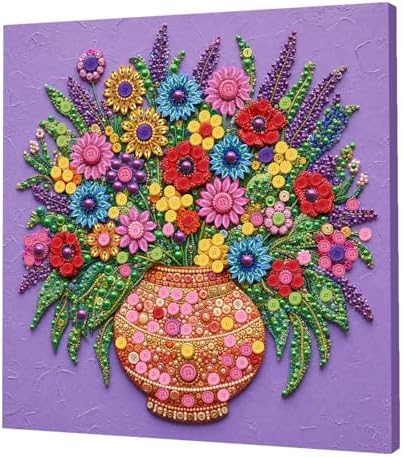 Framed Button Art Kit 11.8" DIY Mosaic Craft for Adults(Purple Vase) by Unknown