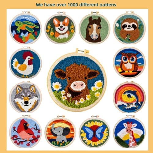 DIY Punch Needle Kits Butterfly on Sunflower with Hoop 20x20cm-1 - Image 5