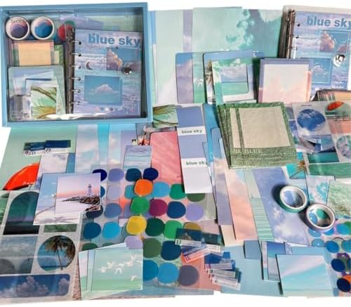 ATIRAMANIYA 346pcs Journal Supplies Kit Vintage Scrapbook Stickers Art Journaling Bullet Junk Journal Planners DIY Decoration Paper Stickers Craft Kits Notebook Collage Album (Blue Sky Book) by ATIRAMANIYA