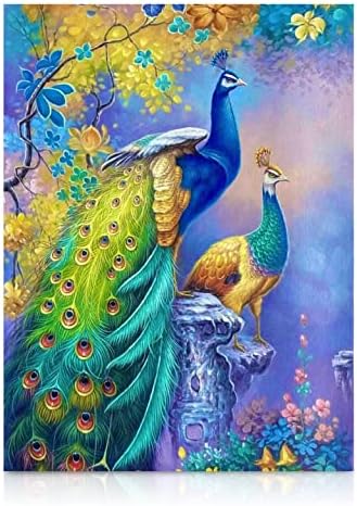 Peacock Feather Landscape Diamond Art for Adults 5D Round Drill Kit 12x16 by ModernMerch