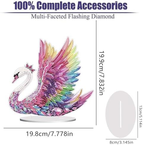 Diamond Painting Kits for Adults Beginners, 5D Full Drill Swan Crystal Art Desktop Ornament, DIY Single Sided Home Office Desk Decor, Creative Craft Gift Set with Tools - Image 2