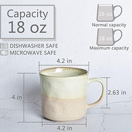 Bosmarlin Large Ceramic Coffee Mug, Big Tea Cup for Office and Home, 18 Oz, Dishwasher and Microwave Safe, 1 PCS (Green, 1) - Image 2