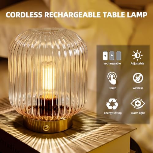 MJ PREMIER Rechargeable Table Lamp,Cordless Lamp with Memory Function,Clear - Image 5