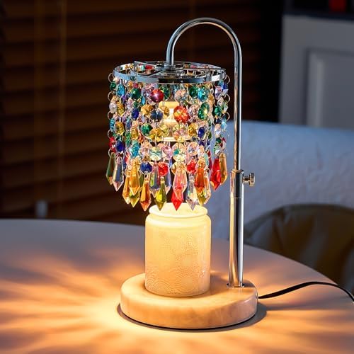 Candle Warmer Lamp with Timer Dimmer and 3 Bulbs, Lamp Candle Warmer with Marble Base,Wax Melt Warmer for Jar Candles, Birthday Gifts for Women Mom, House Warming Gifts New Home Decor (multicolor) by CandleWarmerLampwithTimer