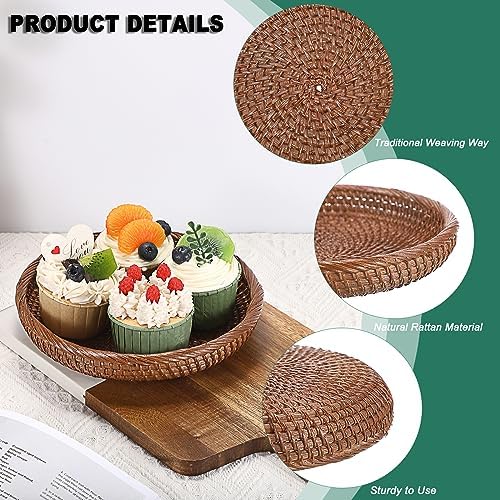 Hipiwe Small Key Basket Bowl for Entryway 7.6" Round Wicker Basket, Brown - Image 5