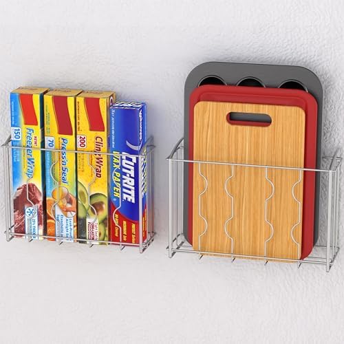 Simple Houseware Over the Cabinet Door Organizer Holder, 2pcs (L+M), Silver - Image 4