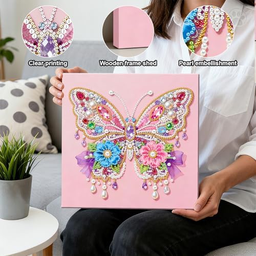 LQCrafK DIY 3D Pearl Art Painting Handcraft Kit for Adults Beginners, Home Wall Decoration, Creative Design Framed Painting with Tools-Butterfly - Image 4