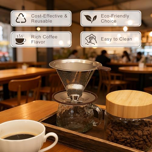 Pour Over Coffee Maker, Reusable Stainless Steel Filter - Image 6