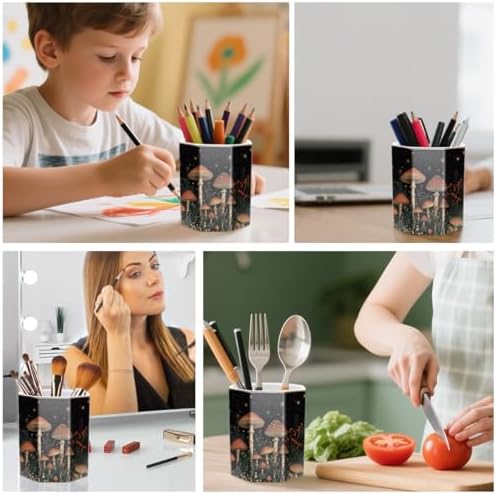 Ceramic Mushroom Pen Holder for Desk Cute Stand Gold Pencil Cup Pot Desk Organizer Makeup Brush Holder for Girls, Women, Unique Stationery for Office, Home, Colorful - Image 6