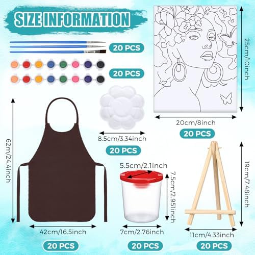 Sherr 140 Pcs 20 Set Pre Drawn Canvas Painting Kit, Black Theme - Image 2