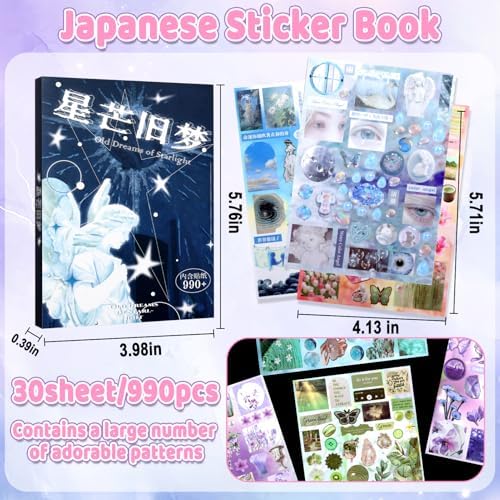 990Pcs Japanese Sticker Book for Journaling Adult, Cute Scrapbook Stickers - Image 5