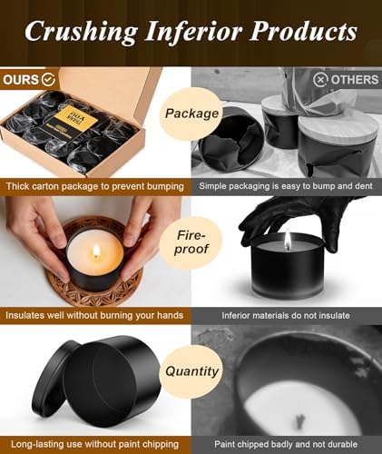 PCREGPAE 4OZ Black Candle Tins Cans with Lids and Wicks for Making Candles - Image 4
