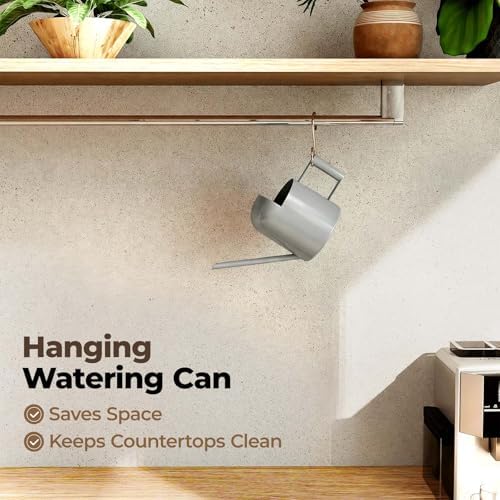 Bamworld Small Watering Can Indoor Outdoor Plant Black Metal Stainless Steel Long Spoutt Flowers Watering Cans for House Garden Plants 10OZ Watering Bottle Cute Stylish Gardening Decoration(Grey) - Image 4