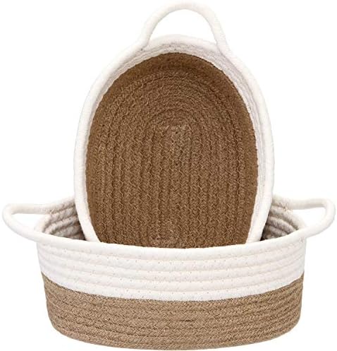Sea Team 2-Pack Compact Woven Cotton Rope Storage Baskets, Flaxen by SeaTeam