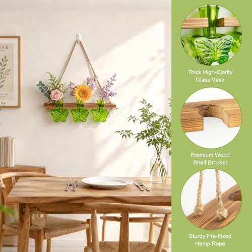 XXXFLOWER Plant Propagation Station Hanging Butterfly Shaped Vase Green - Image 5