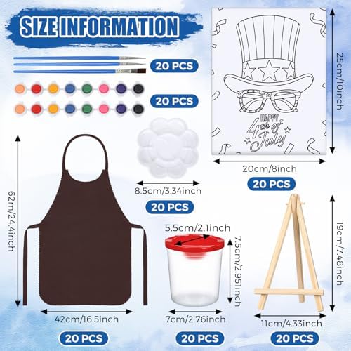 Sherr 140 Pcs 20 Set Pre Drawn Canvas Painting Kit, Independence Day - Image 2