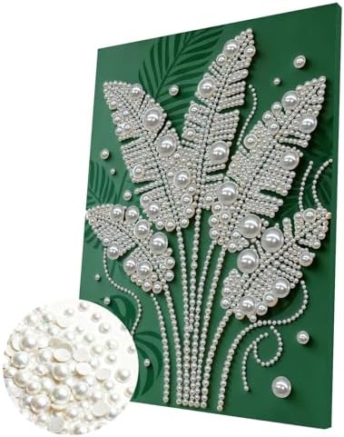 DIY Pearl Painting with Frame, Creative Design, Handmade Stress-Relieving Home Wall Decoration, Includes Frame and Tools-Monstera Leaves by Unknown
