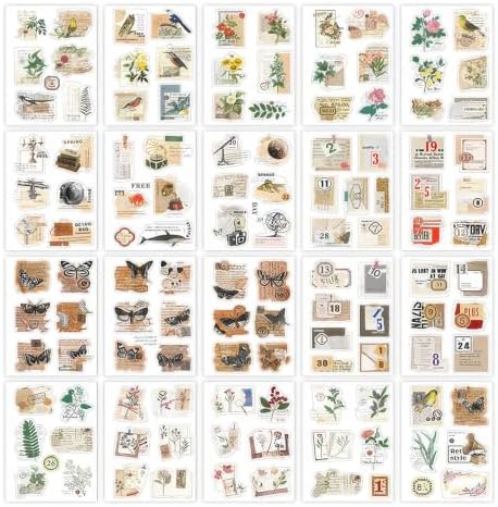 Clear 20 Sheets Sticker Book: Antique Ephemera Mini Letter Scrapbook Stickers, Vintage Envelope Stickers & Leaf Stickers for Art Journaling Supplies and Scrapbook Kits for Adults by TEOZEQE